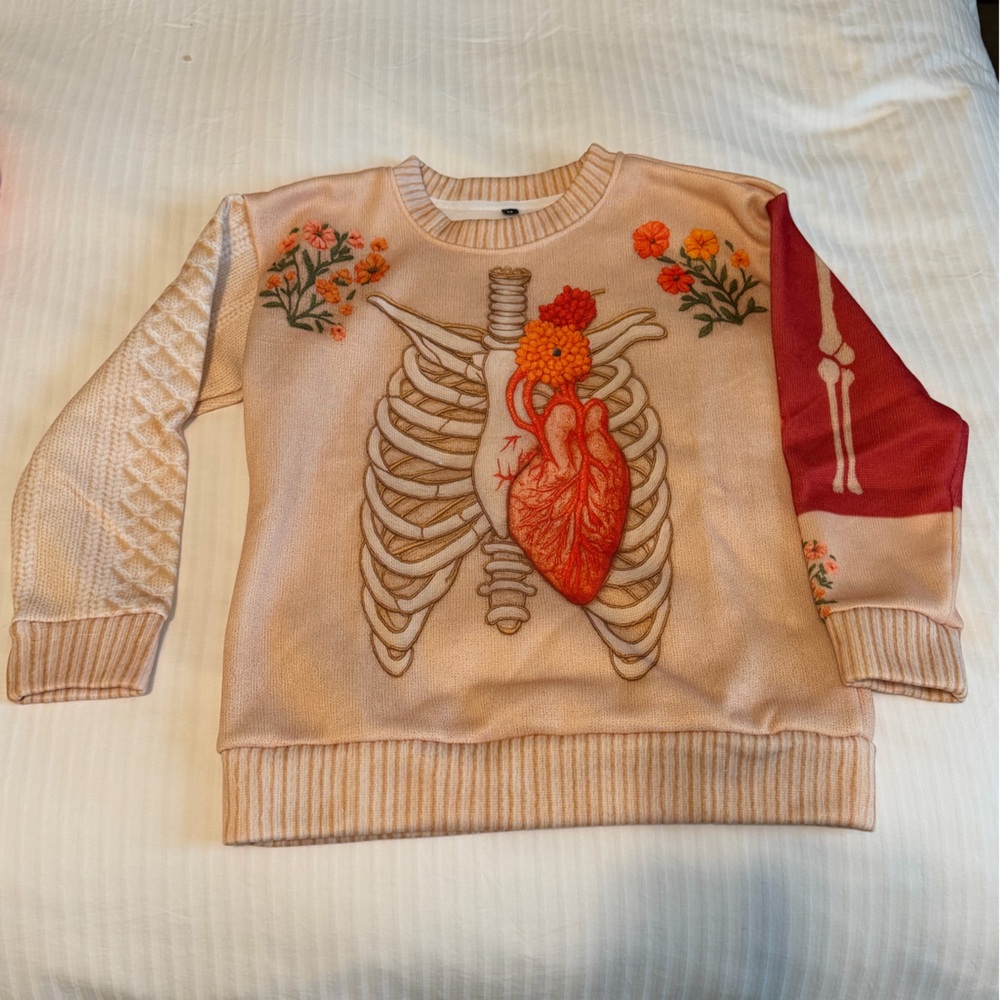 Anatomy HEART Embroidered Printed Sweater